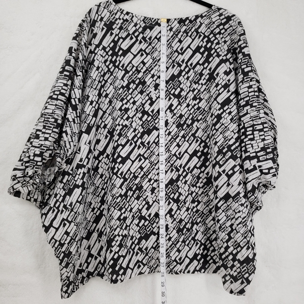 Bryn Walker linen top Women Oversized Med black and white 100% linen lagenlook - Picture 8 of 9